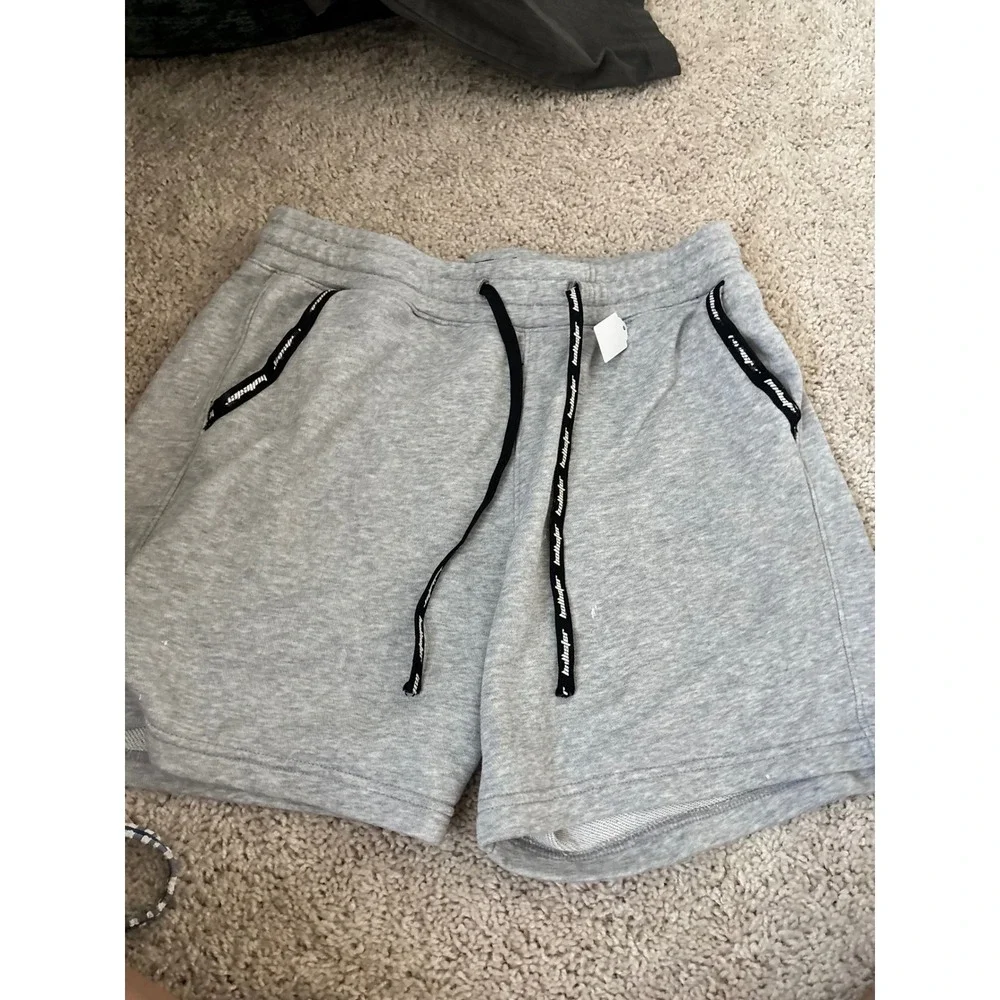 Hollister Sweat Shorts Grey Lounge Athletic Drawstring Casual Mens Size Medium